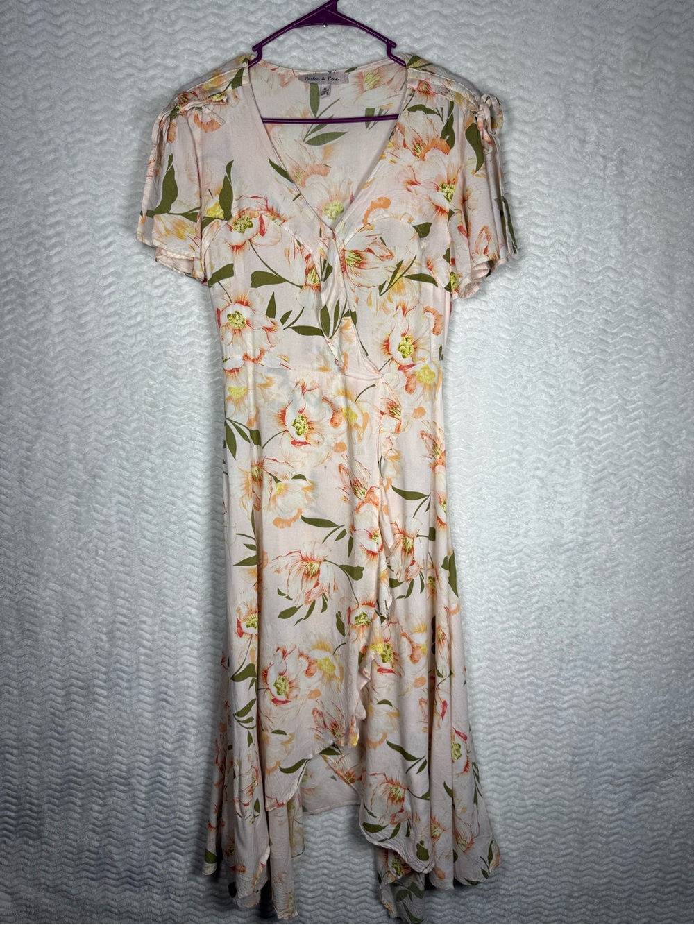 Floral Harlow & Rose High-Low Dress in Peach - Women's Summer Dress